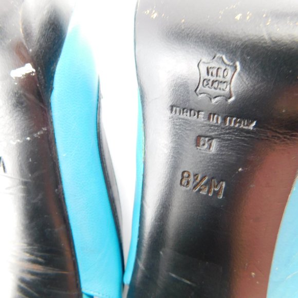 Vintage VIA SPIGA Turquoise Blue Leather Slingback Heel Sandal Pumps 8.5 - Picture 8 of 9